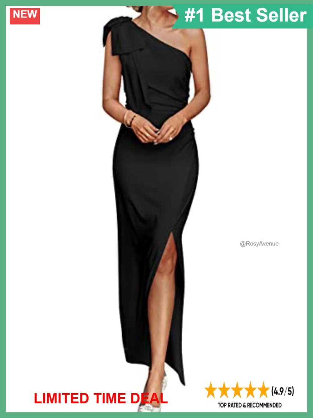 One Shoulder Maxi Dress High Slit Ruched Bodycon Formal Cocktail